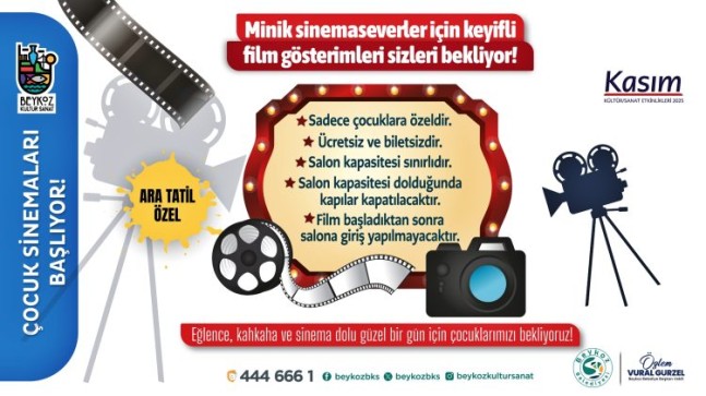 Beykoz Belediyesi’nden Ara Tatilde Çocuklara Sinema Etkinlikleri
