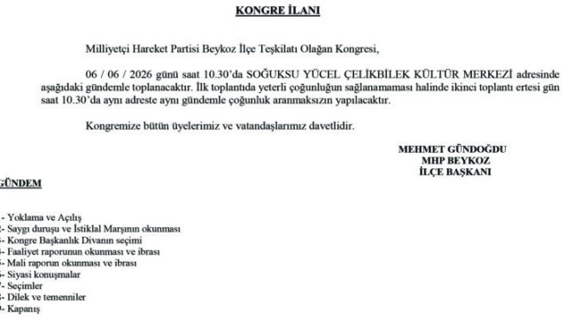 MHP Beykoz’da Kongre Tarihi Belli Oldu