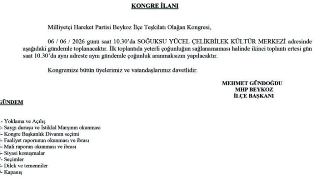 MHP Beykoz’da Kongre Tarihi Belli Oldu